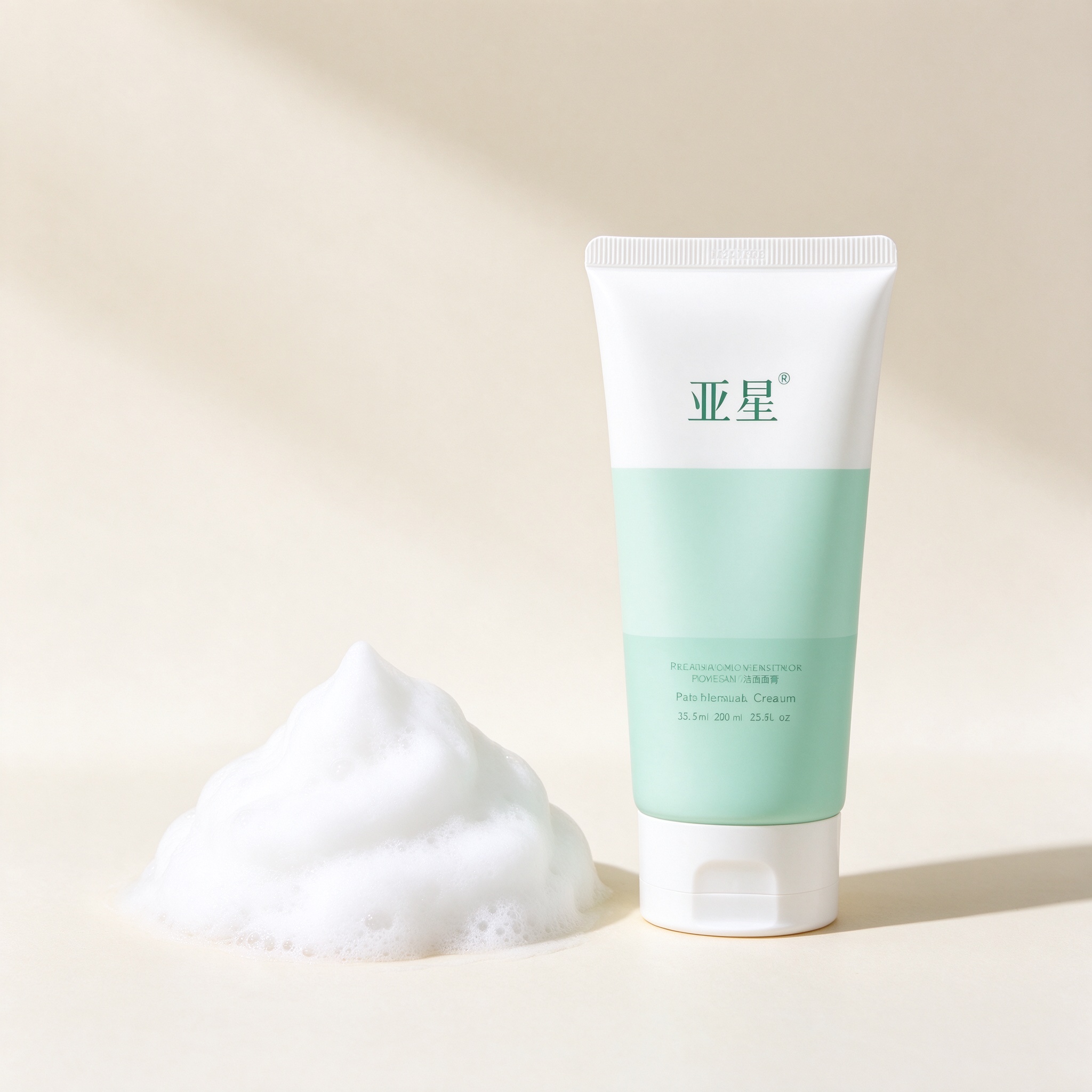 亚星洁面产品，温和清洁，绵密泡沫